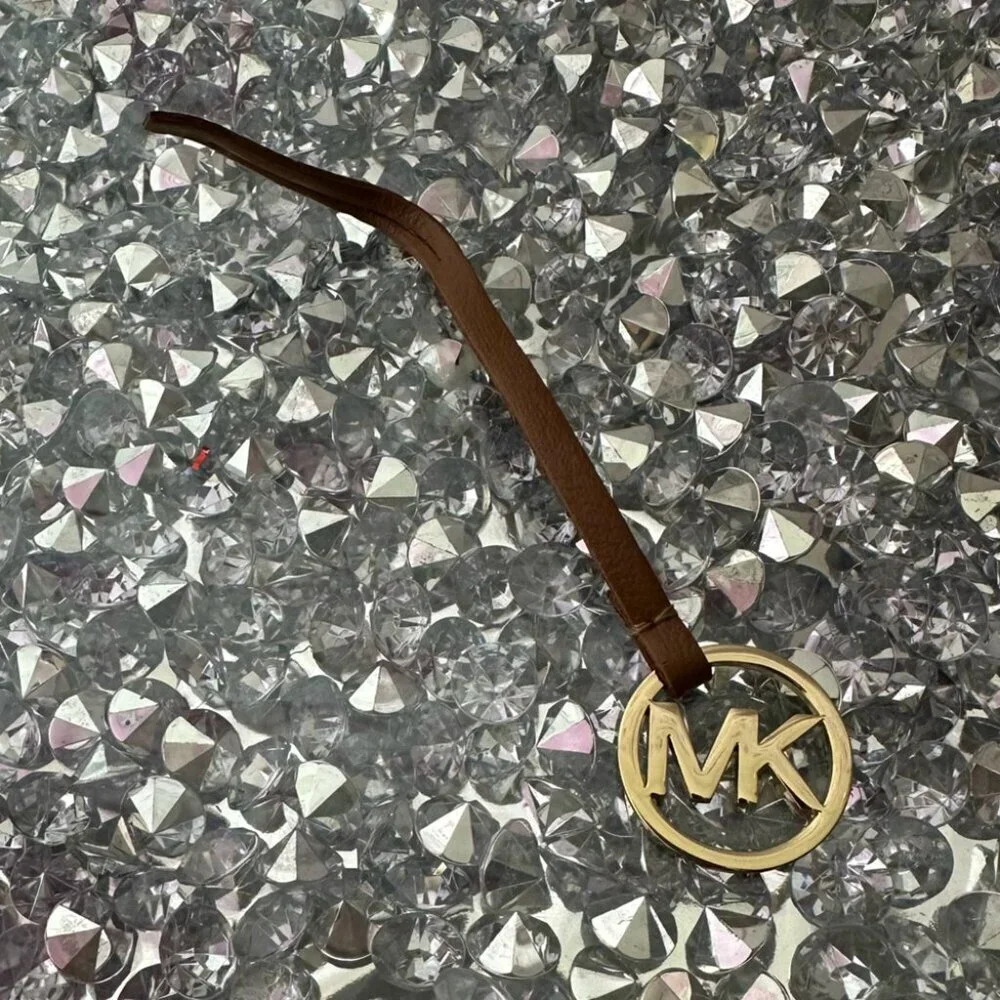 Michael Kors charm Gold Logo Keychain charm brown gold logo MK BAG charm cute